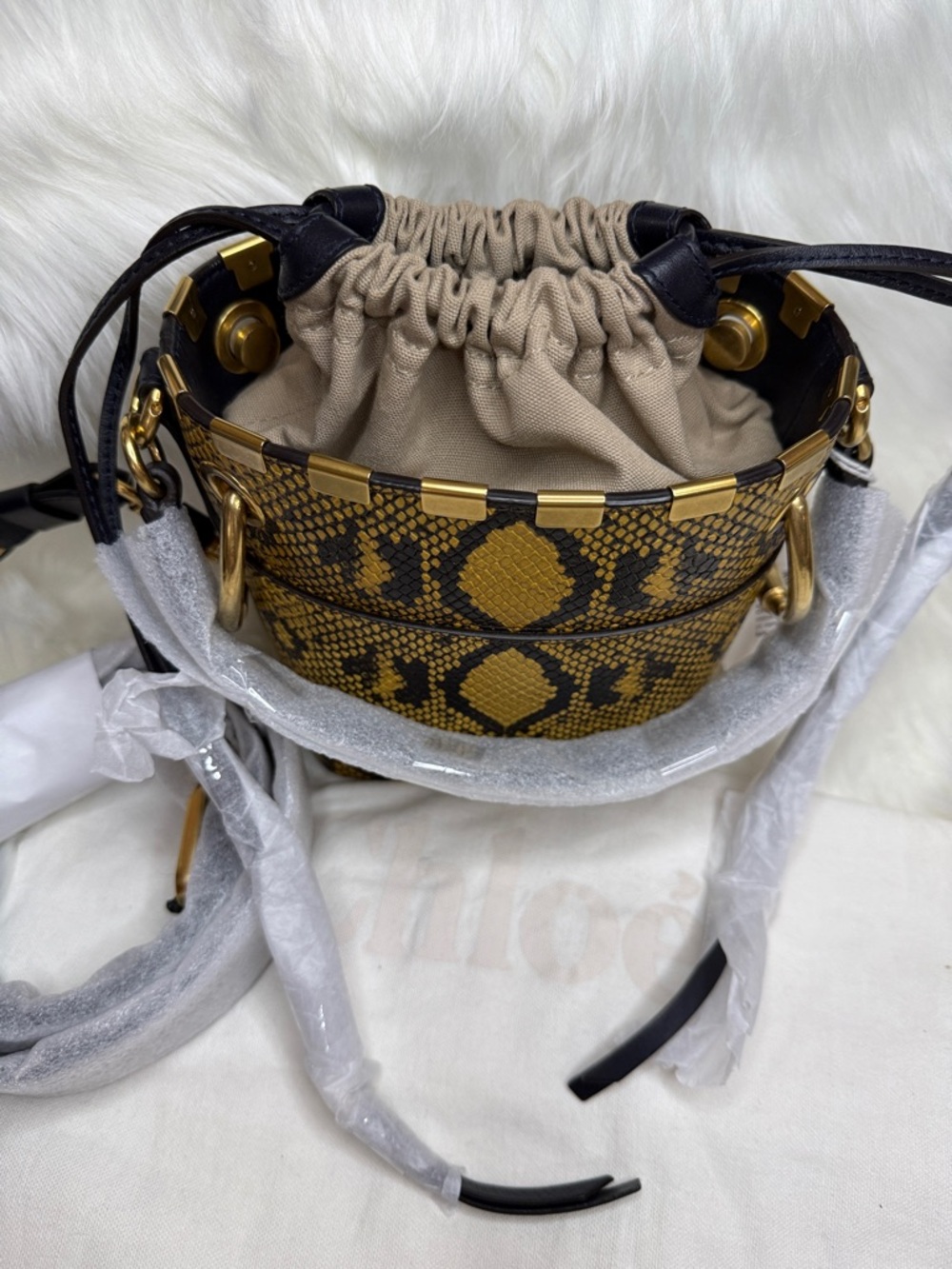 Chloé Mini Roy Python Bucket Bag - Picture 12 of 13